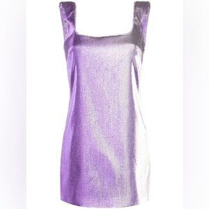 NWT AREA Open Back Mini Dress Silver Violet Size M